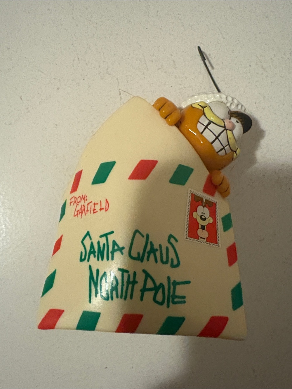 Santa Claus Mailbox Holiday Ornament - Cream/Yellow